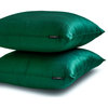 Art Silk 20"x28" Lumbar Pillow Cover Set of 2 Plain, Solid - Dark Green Luxury