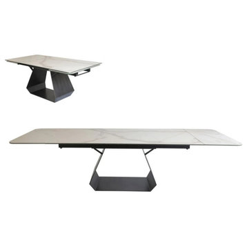 Mae Modern White Ceramic Extendable Dining Table
