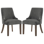 OSP Home Furnishings - Leona Dining Chair In Charcoal Fabric with Grey Brushed Leg Finish - 2-Pack - Add traditional warmth to your home with our upholstered dining chairs, sold as a convenient 2-pack. These chairs will put the finishing touch on any farmhouse or cottage style dining room. Ideal for elevating a round kitchen table or making a more formal statement positioned around your large family table. Add charm by placing a pair in a guest room or one sitting pretty in front of a writing desk in your home office. Foam padded back with sinuous spring seat add comfort, while beautiful fabric colors will build on a chic, sophistication. Legs have a charming gray wash finish made of solid wood. The pair will require simple assembly.
