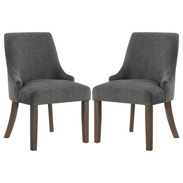 Leona Dining Chair In Charcoal Fabric with Grey Brushed Leg Finish - 2-Pack