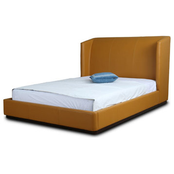 Manhattan Comfort Lenyx Upholstered Bed Frame, Saddle, Queen