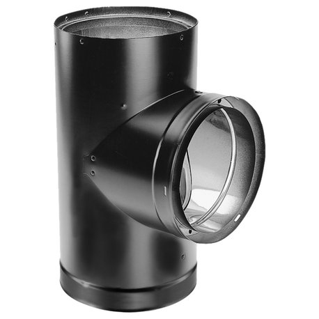 6"Diameter Double-Wall Black Tee With Clean-out Cap