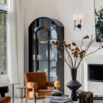 California Traditional Open Floorplan Living Room With Fireplace
