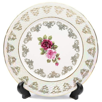 Royalty Porcelain Set of 6 Dessert Plates 7.5, Floral Pattern, Porcelain
