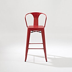 Amelia Metal Cafe Barstool with Back (Sold in Pairs) Red - Bar Stools And Counter Stools