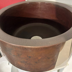 16&rdquo; x 6&rdquo; Antique copper round vessel sink - Bathroom Sinks