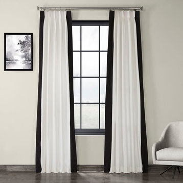 Pleated Vertical Colorblock Curtain Single Panel, Popcorn and Black, 25"x108"