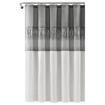 Night Sky Shower Curtain, 72"x72", Gray/White