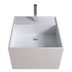 ADM Bathroom Design - ADM Cubed Freestanding Pedestal Sink, White, 19", Glossy White - Bathroom Sinks