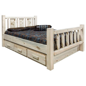 Montana Woodworks Homestead 94" Transitional Wood Queen Storage Bed in Natural