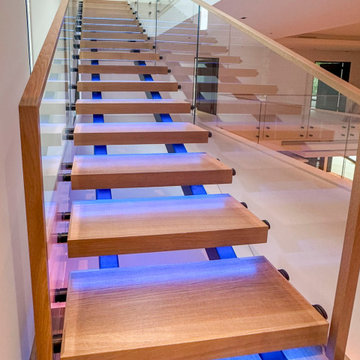 Project #126 | Contemporary Staircases with Integrated LEDs & Glass Railing