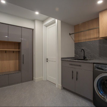 Entry Mudroom & Utility Laundry Room – Lockers, Storage & Washer Dryer Nook