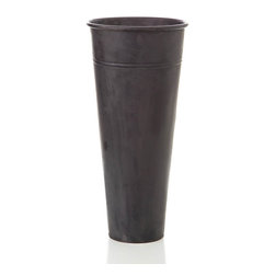 Industrial Garden 18573 20" 2-Pack Decorative Tin Flower Buckets in Black - Baskets