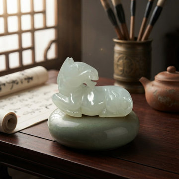 Small Chinese White Stone Restful Horse Pendant Display Art Figure GB736