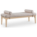 Meridian Furniture - Priscilla Upholstered Bench, Beige, Linen Textured Fabric, Natural Finish - Indulge in the allure of the Beige Linen Textured Fabric Priscilla Bench by Meridian Furniture. Its captivating design and luxurious Beige Linen Textured Fabric elevate any space with effortless elegance. Crafted with precision and durability in mind, this stunning piece becomes the focal point of gatherings, fostering moments of connection and warmth. Embrace sophistication and style with the Priscilla Bench, a testament to exquisite taste and timeless beauty.