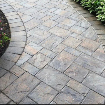 Patio with natural stone paving stones
