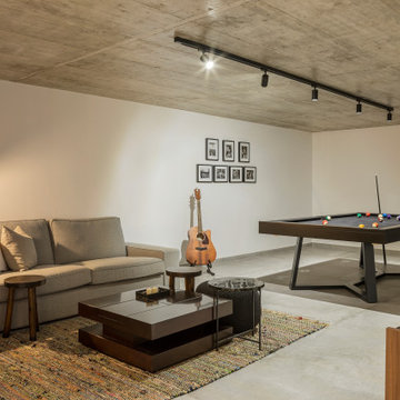 Game Room with Sofa and Pool Table