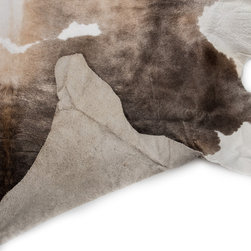 Luxury Natural Cowhide Area Rug,Handmade,Gray-Brown-Black, White, Large 7'7"x7'2 - Novelty Rugs