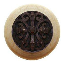 Inviting Home Inc. - Chateau Natural Wood Knob, Clear Finish With Dark Brass - Cabinet And Drawer Knobs