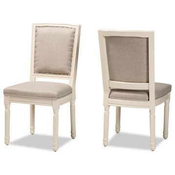 Blaese Traditional French Inspired 2-Piece Dining Chair Set, Gray/White