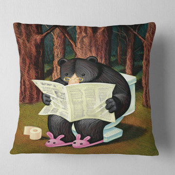 Bear in The Woods Animal Throw Pillow, 16"x16"