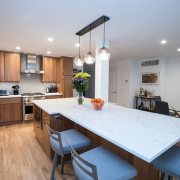 Modern Wood Kitchen Remodel | Open-Concept Layout & Large Quartz Island