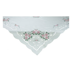Xia Home Fashions - Daisy Collection 34"x34" Table Topper, Rose Red - Tablecloths