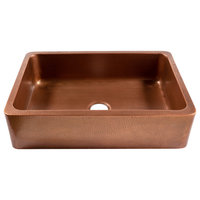 Lange Copper 32" Single Bowl Farmhouse Apron Front Undermount Kitchen Sink
