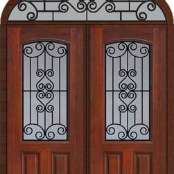 Prehung Transom Double Door 80 Fiberglass Verona Arch Lite - Front Doors