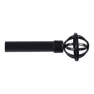 36-72 Matte Black Exclusive Home Curtains Crystal Ball Double Curtain Rod and Finial Set