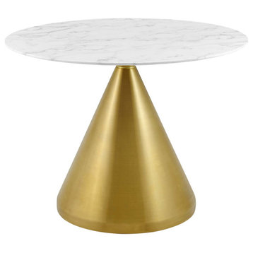 Tupelo 40" Artificial Marble Dining Table, Gold White