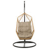 Jewell Outdoor Wicker Hanging Chair with Stand, Light Brown and Tan