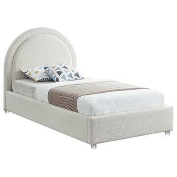 Milo Velvet Upholstered Bed, Cream, Twin