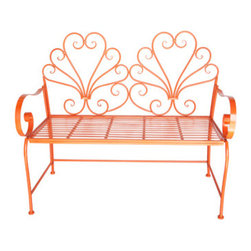 Urban Home Vintage Garden Bench in Tangerine - Outdoor Benches