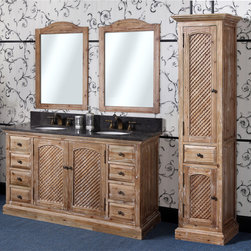 60 inch Rustic Double Sink Bathroom Vanity Natural Oak Finish - Bathroom Vanities And Sink Consoles