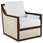 Currey & Company - Currey and Company 7000-0431 Evie Swivel Chair, Muslin - The Evie Walnut Sivel Armchair is made of mahogany in a dark walnut finish. The wood-framed front, side, and back panels of the roomy chair that swivels 360-degrees are covered in ivory faux shagreen.