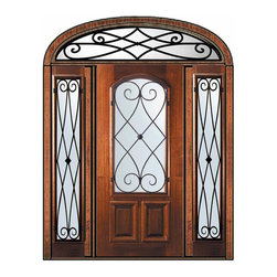 Prehung Sidelites-Transom Door 80 Wood Mahogany Charleston - Front Doors