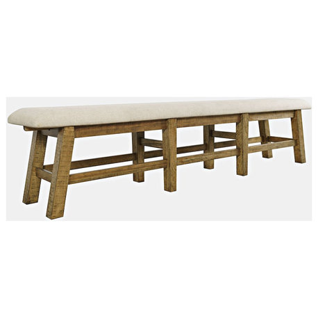Telluride Rustic Farmhouse Solid Wood 85 Upholstered Dining Bench