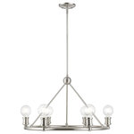 Livex Lighting - Lansdale 6 Light Brushed Nickel Chandelier - Simplicity and attention to detail are the key elements of the Lansdale collection.  The dimensional form, exposed bulbs and combination of finishes adds a playful mood to a contemporary or urban interior. This six light chandelier design gives a new face to any interior.  It is shown in a brushed nickel finish.