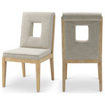 Meridian Furniture - Gwendolyn Upholstered Dining Side Chair, Cream, Linen Texture, Natural, Set of 2 - A masterpiece of modern elegance and comfort, the Gwendolyn cream linen textured fabric dining side chair is where modern design meets timeless charm. Designed with comfort in mind, it features a high back and luxurious cushioning, perfect for long dinners or lively gatherings. The natural oak wood frame adds a rustic touch, effortlessly balancing the contemporary fabric with a hint of warmth and tradition.