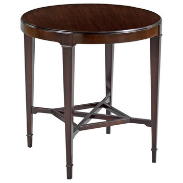 Lamp Table Woodbridge Round Ebonized Black Mahogany Solid Wood