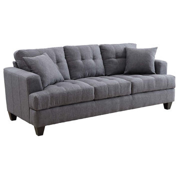 Comfortable Sofa, Oversized Seat With Buttonless Tufting & Square Arms, Charcoal