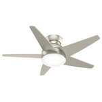 Casablanca Fan Company - Casablanca 44" Isotope Matte Nickel Low Ceiling Fan, LED Light Kit, Wall Control - With a low-profile design and swept-wing blade configuration, the Isotope evokes a mid-century modern style that's ideal for installation in interiors with lower ceilings. This contemporary ceiling fan boasts superior air circulation driven by a reversible, four-speed Direct Drive motor for unparalleled power, silent performance, and reliability over decades of daily use. The sleek Isotope fan includes a convenient wall control that allows you to change fan speeds and adjust the energy-efficient LED lights with ease.