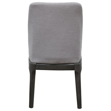 ACME Madan Side Chair, Set of 2, Light Gray Linen/Gray Oak