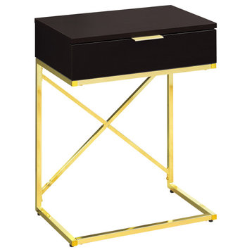 HomeRoots 18.2" x 12.8" x 23.5" Cappuccino Finish Gold Metal Accent Table