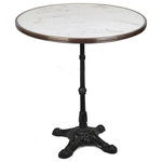 Bonnecaze Absinthe & Home - French Bistro Table 28", White Marble and Iron Base with Pedestal Base - Finally, affordable marble bistro tables are now available in the United States. Originally made popular during Paris' Belle Époque, marble bistro tables such as these, continue to be used in restaurants and bistros throughout France and other parts of Europe. These solid marble top and cast iron base tables are constructed in the same manner as they were over 100 years ago.