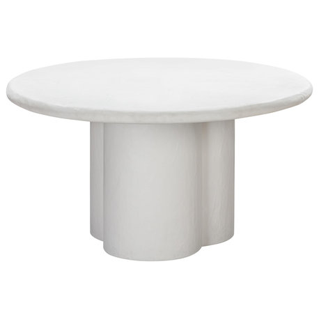 Elika White Faux Plaster Round Dining Table - White