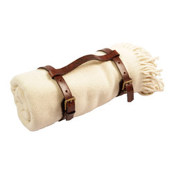Patron Design - Llama Wool Throw With Leather Carrier - Throws