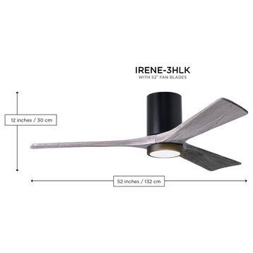Irene 3HLK 3-Blade Flushmount Paddle Fan With Lighting Kit, Polished Chrome, 52"