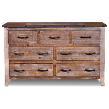 Addison Loft Solid Wood 7 Drawer Dresser, Without Mirror